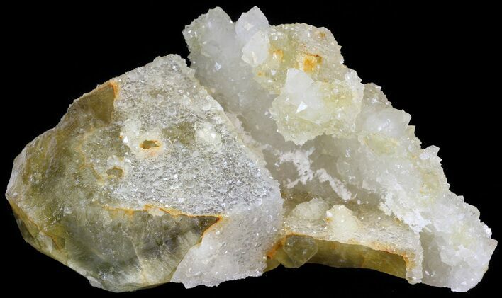 Quartz Encrusted Yellow Cubic Fluorite Cluster - Morocco #44845